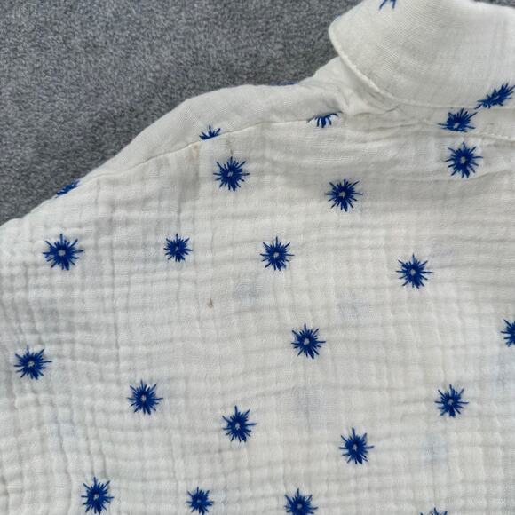 Wild Moss Embroidered Campshirt Women's Large Gauzy Blue Starburst Button Front - Picture 10 of 10